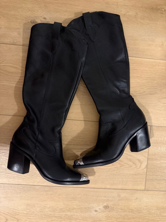 Dolce Vita Shoes - Dolce Vita Black Over-the-Knee Leather Boots with Silver Toe Caps